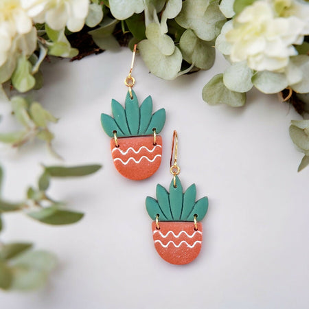 Pot Plant Polymer Clay Earrings