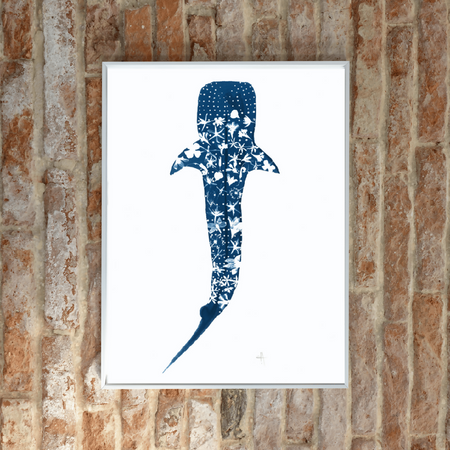 Whale Shark of Ningaloo ~ Australian Animal Art ~ Cyanotype Print ~ Eco-friendly ~ 100% Recycled Nature You Can See