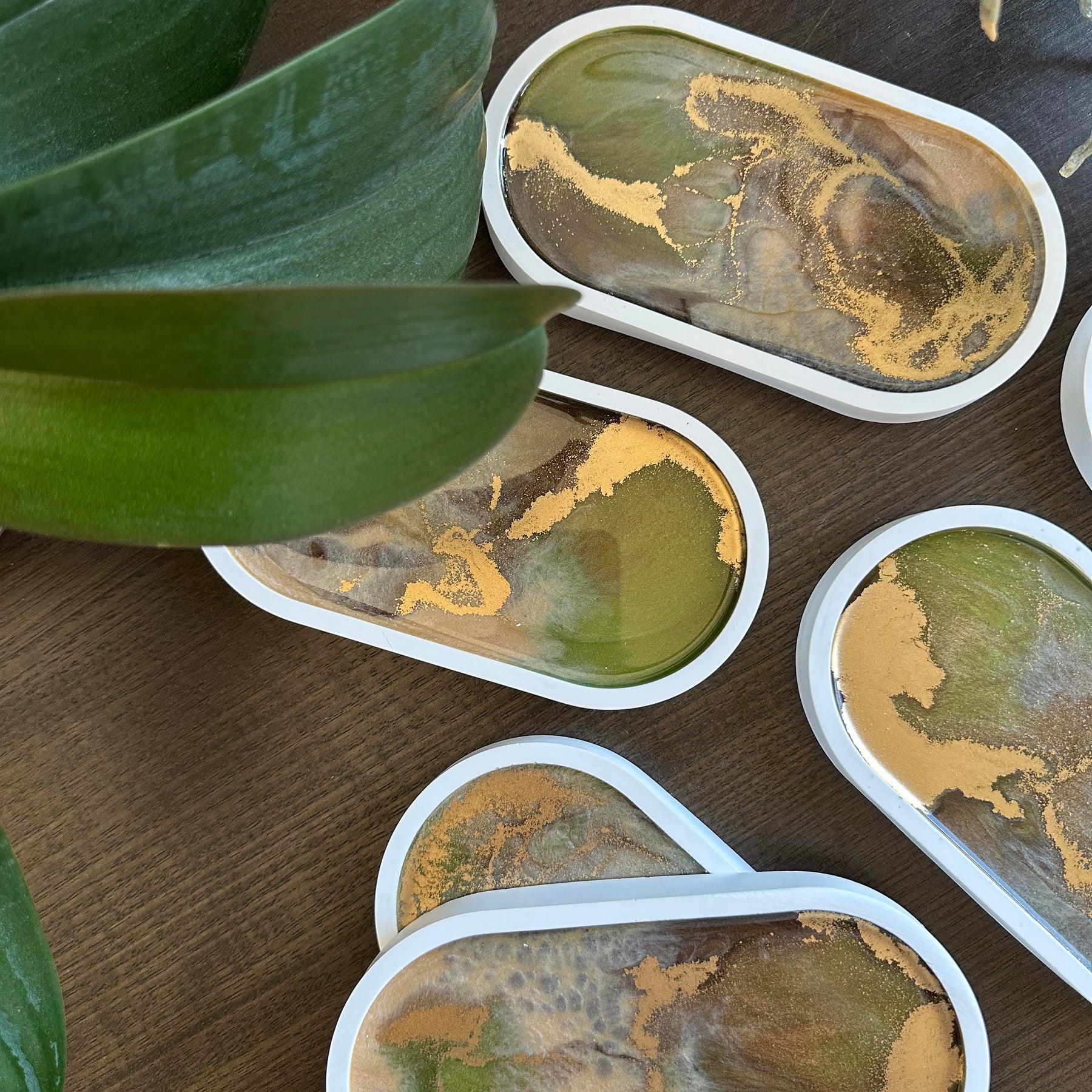 Earthy Eco-friendly jesmonite & resin trinket trays