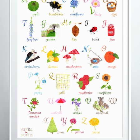 Alphabet Illustrated Art Print