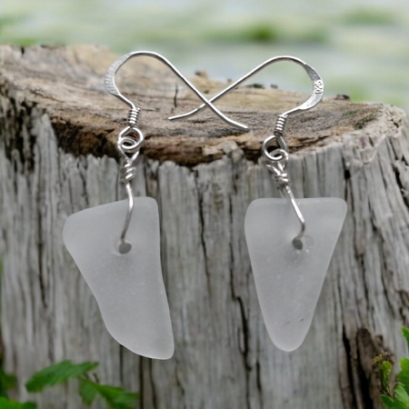 Seaglass and Sterling Silver Earrings