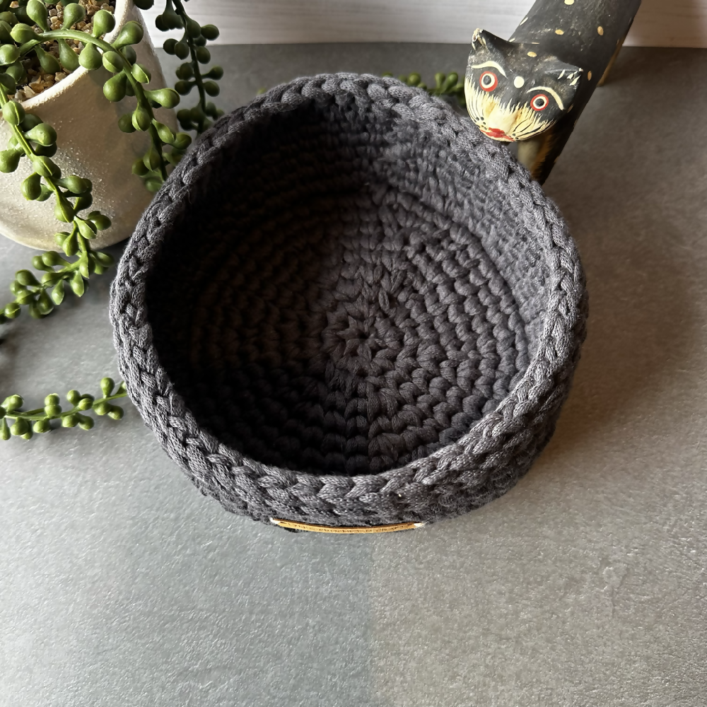 Australian-artist-handmade-crochet-charcoal-basket