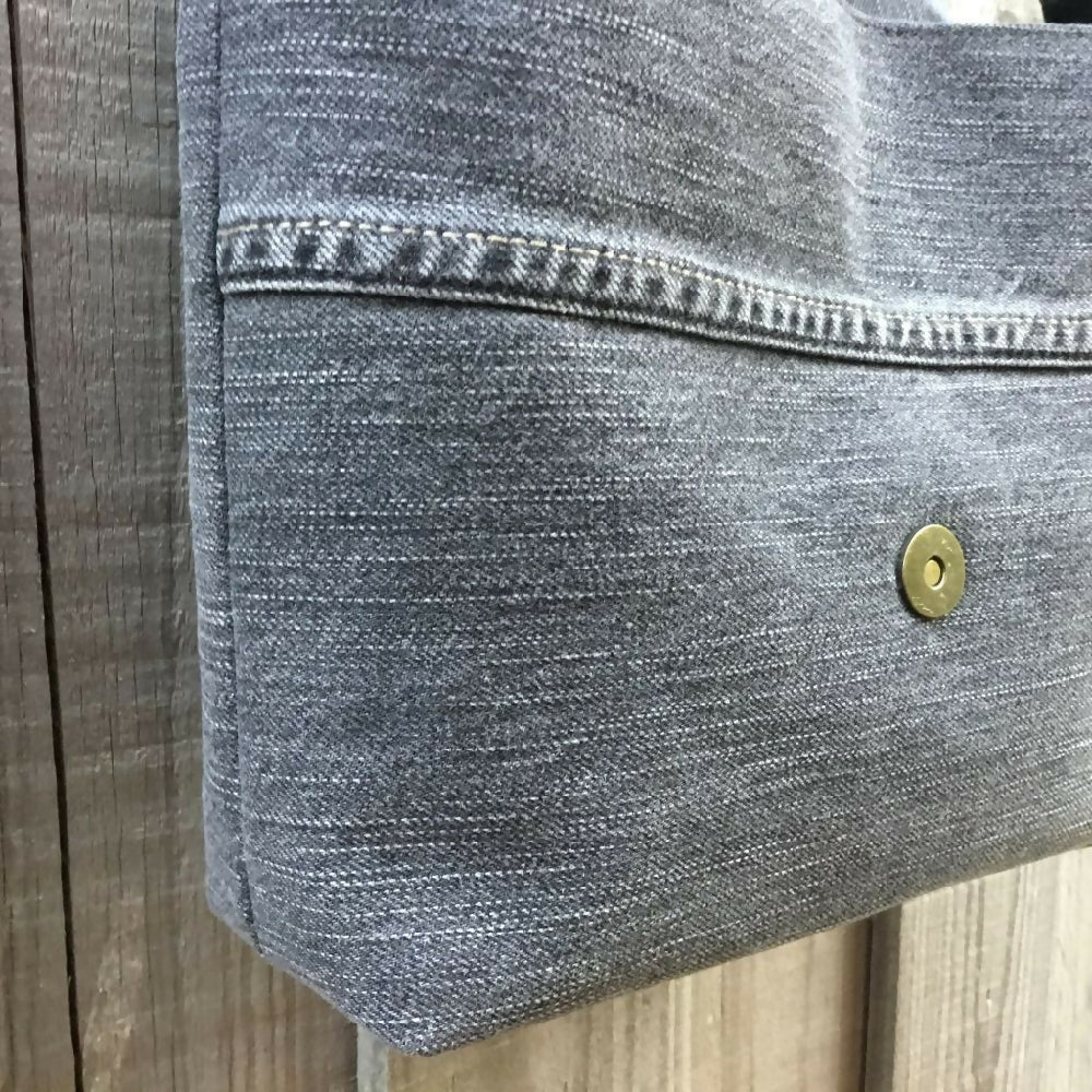 Upcycled Denim Messenger Bag – Black and Grey