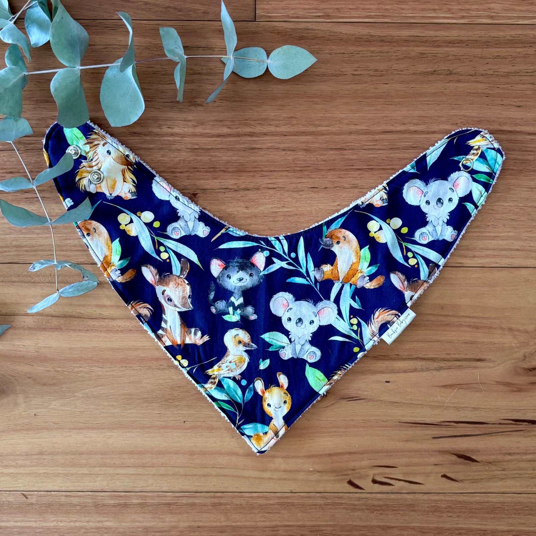 Baby Bib and Burp Cloth Set | Blue Aussie Animals | Made to Order