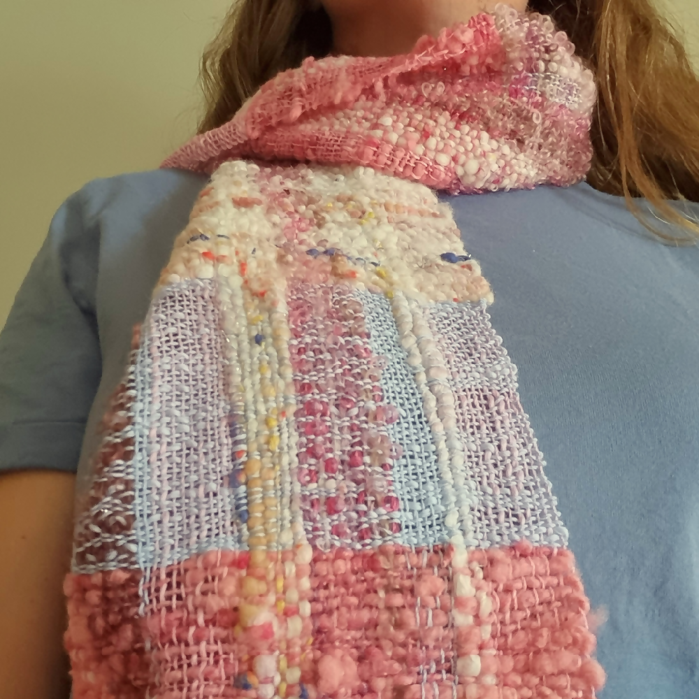 australian-artist-handmade-handwoven-pink-texture-scarf-3