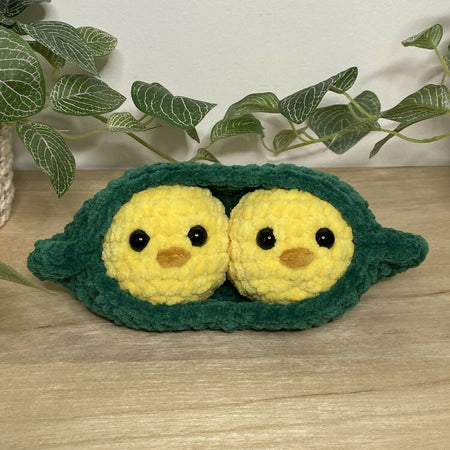 Handmade Plush Crochet Chick Peas - 2 Chicks in a Pod