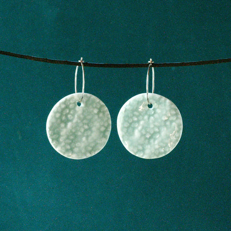 Coral Imprinted Porcelain Earrings - Large