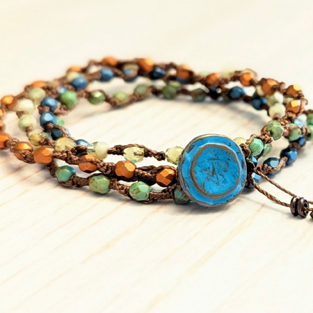 Retro hippie bracelet with glass beads