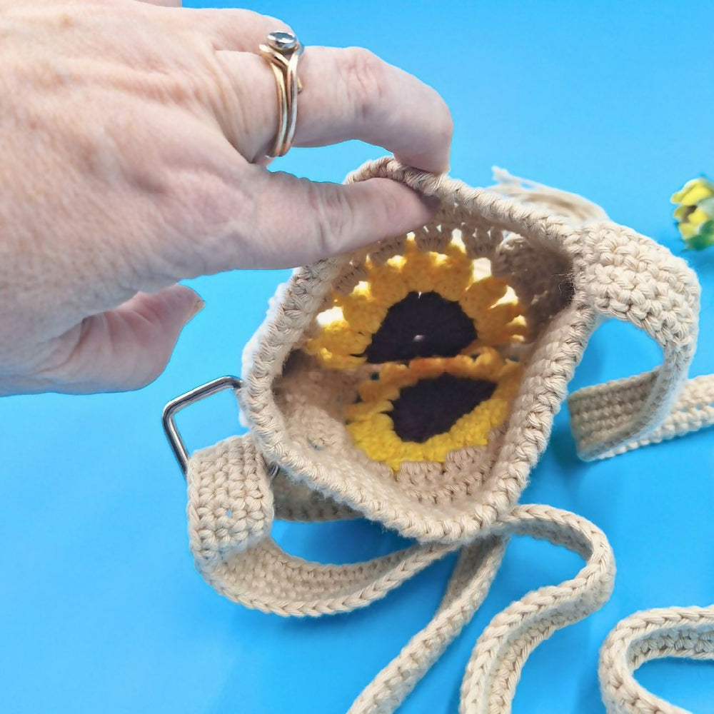 Sunflower Granny Square Cross Body Bag