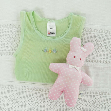 Easter gift set: Embroidered singlet with soft toy. Hand made