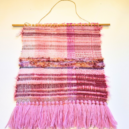 Woven wall art, 'pretty in pink' no.1