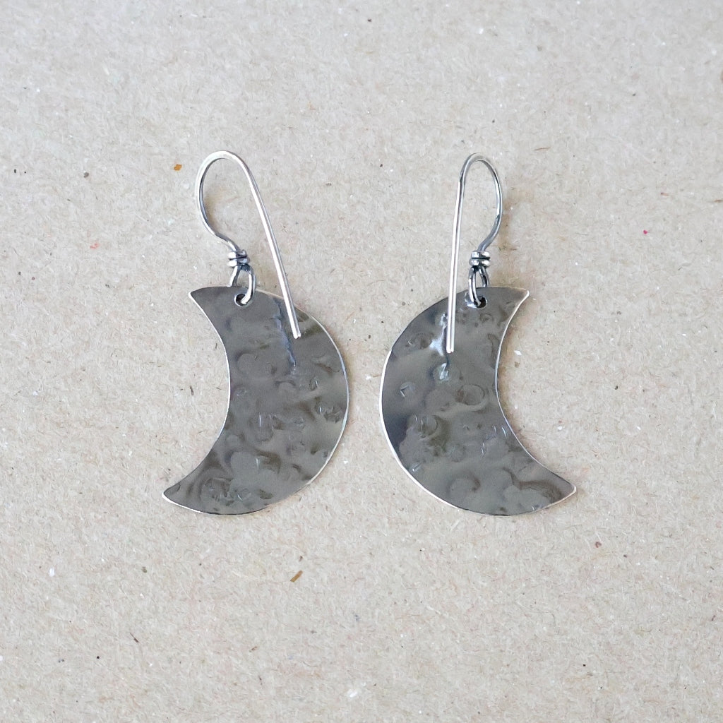 Medium Crescent Moon Earrings - Handcrafted with Australian Made Sterling Silver
