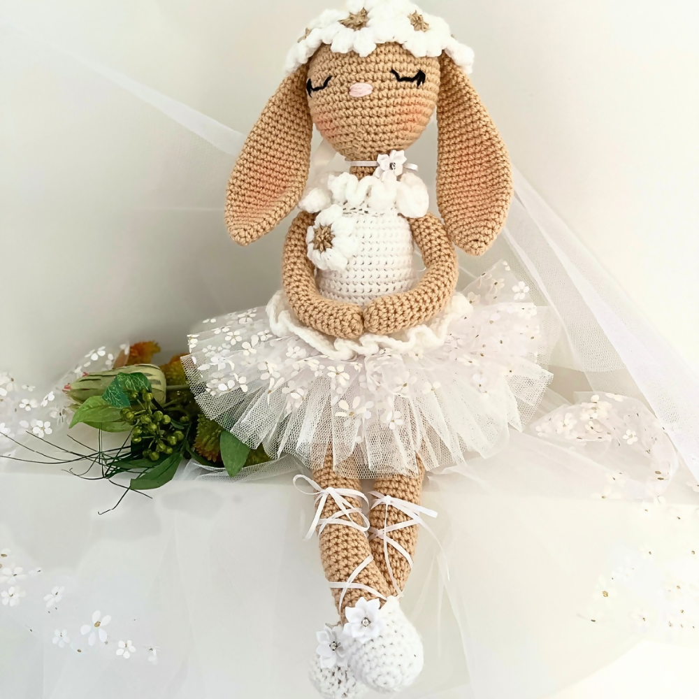 Crochet Bunny Doll, Crochet Ballerina Soft Doll