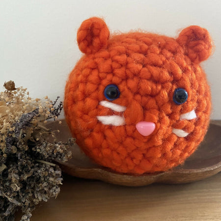 Handmade Crochet Cat - Orange Wool Blend