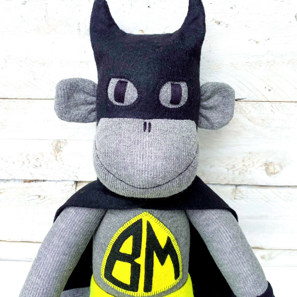 Batmonkey new-sock monkey-superhero-soft toy-2