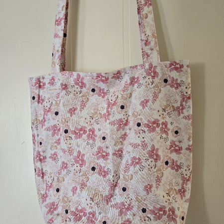 Handmade Lined Cherry Blossom Print Tote Bag