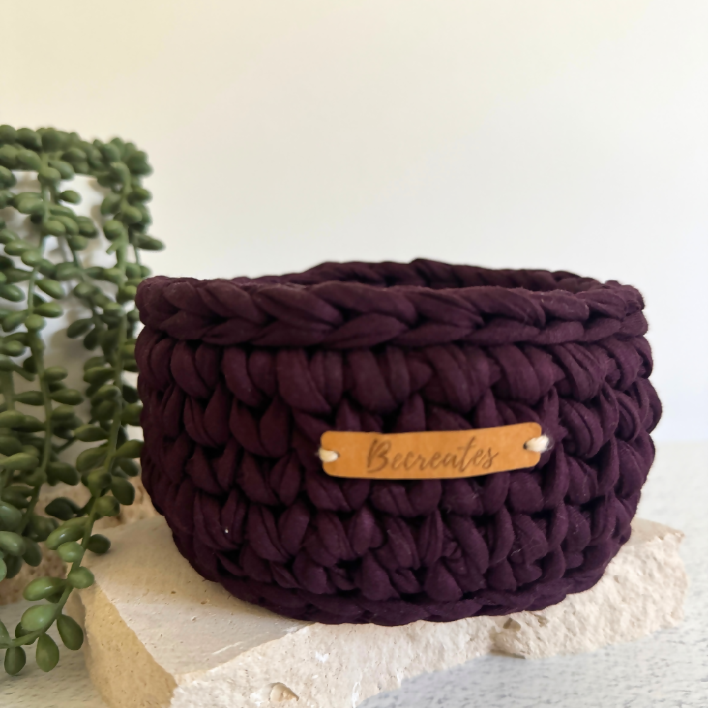 Aubergine-purple-small-handmade-basket