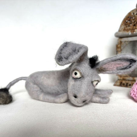 Needle Felt Donkey Art Doll posable