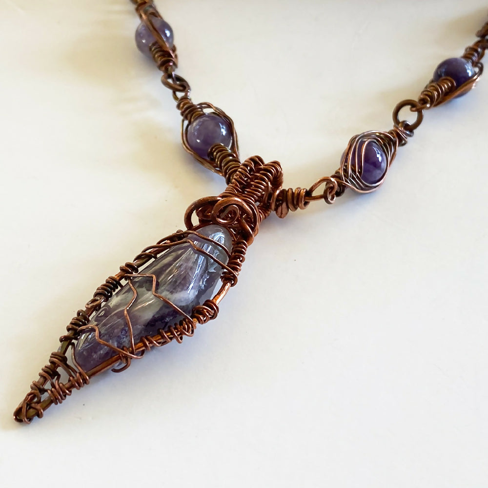 Amethyst & Copper Wire Necklace