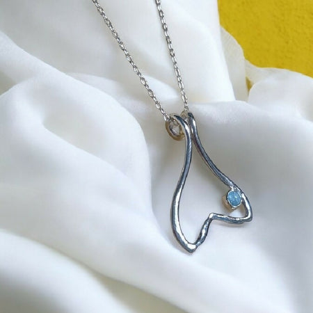 Mermaid Pendant with Sky Blue Topaz