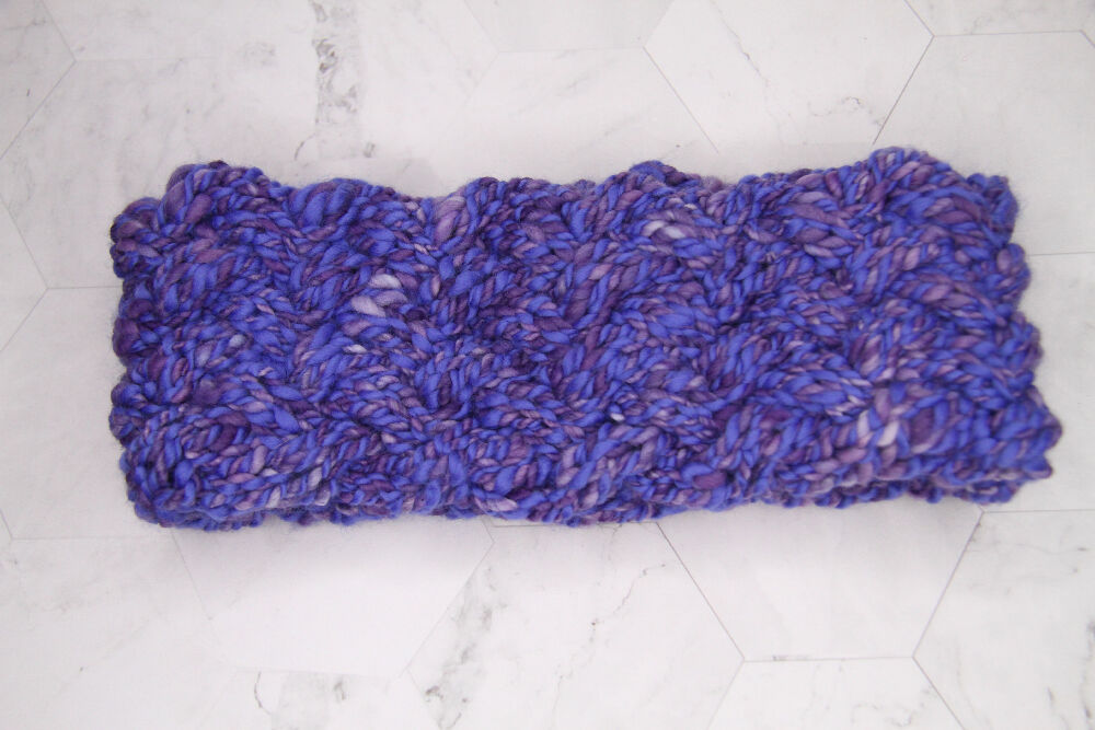Hand knitted Wool Headband - Purple Passionfruit