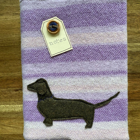 A5 Upcycled Notebook Dachshund - Purple