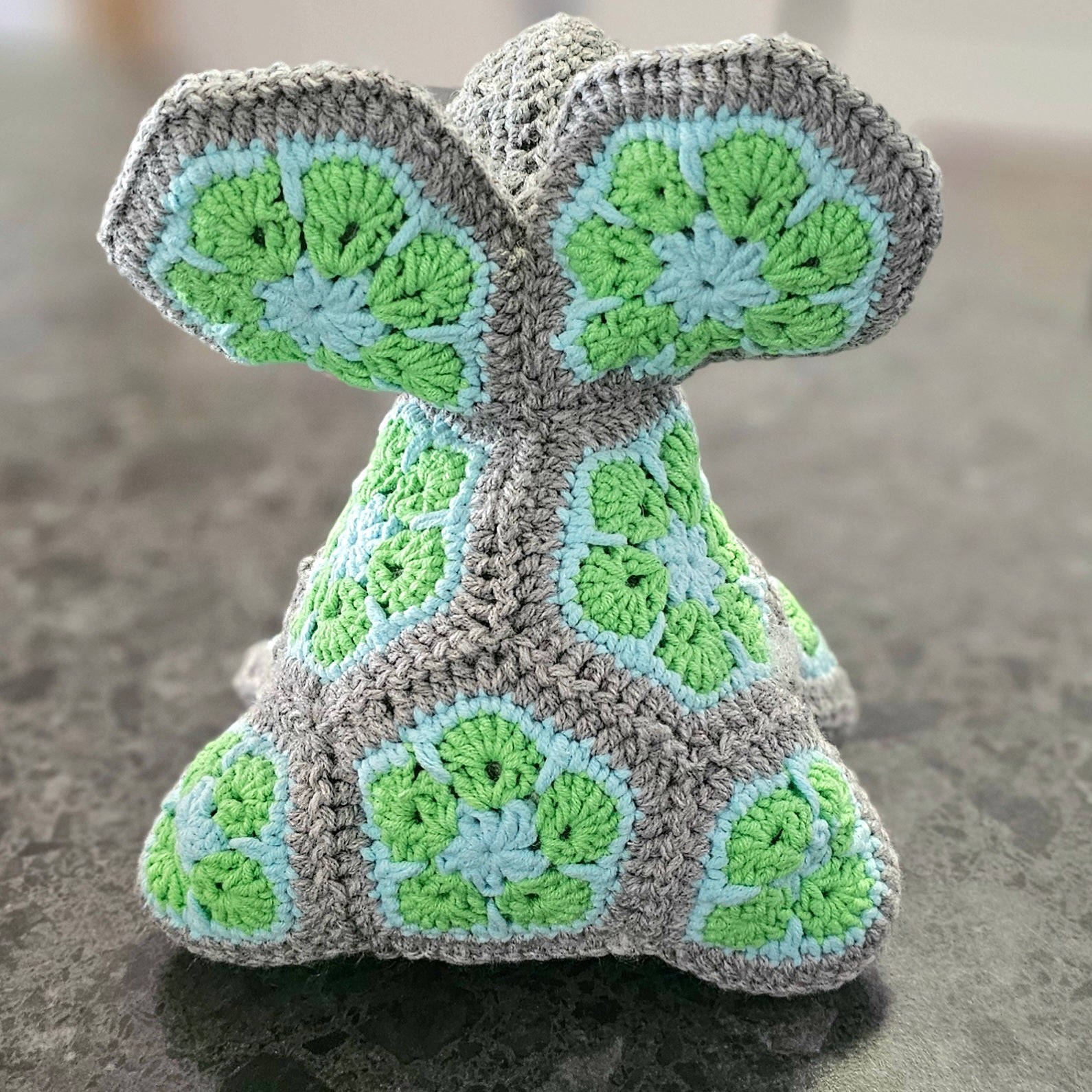 Crocheted African-Flower-Motif Elephant