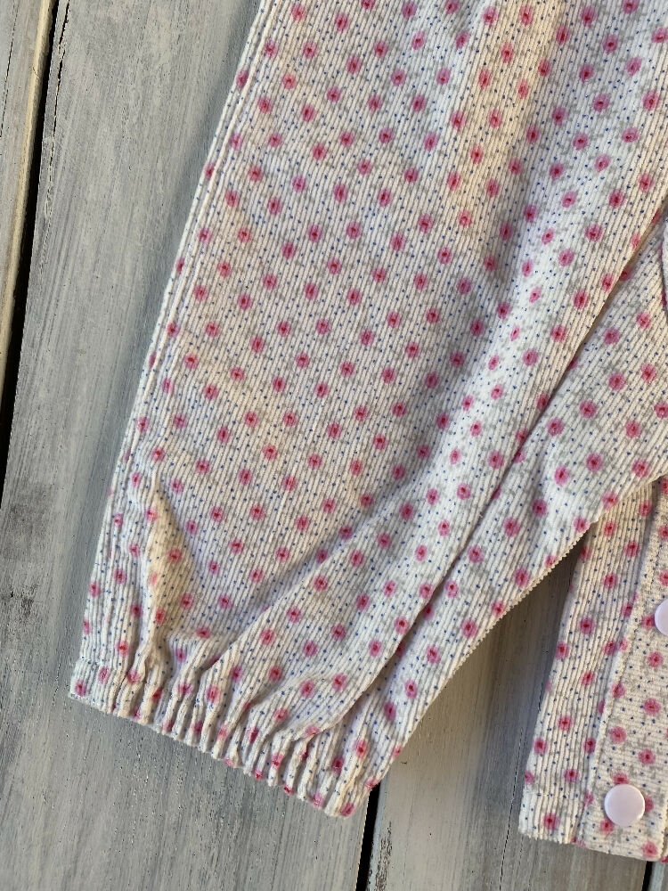 Corduroy Childs overalls pink floral on white