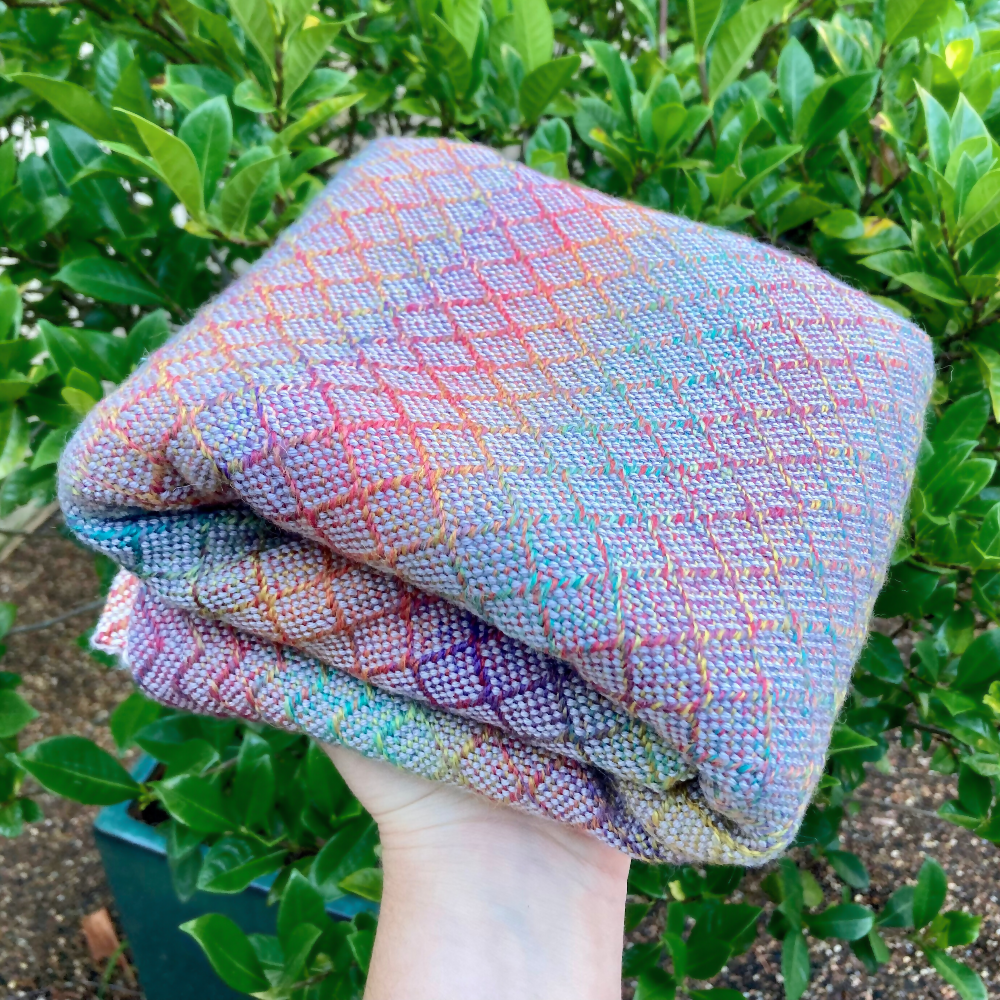 Baby Blanket - Handwoven - Wool and Acrylic - Rainbow