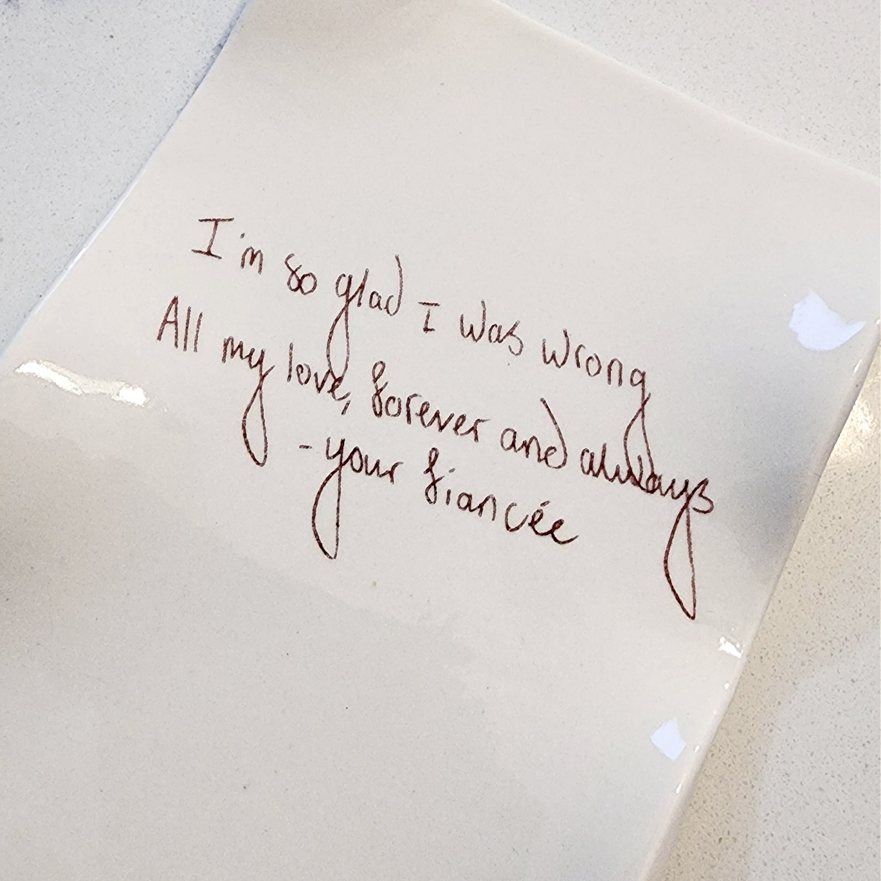 Eternal love letter. Ceramic personalised ring dish, Custom Wedding Gift