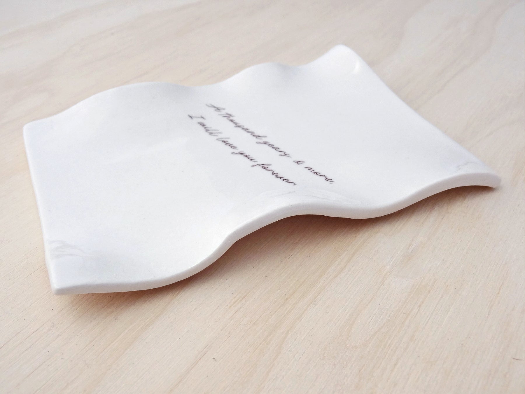 Eternal love letter. Ceramic personalised ring dish, Custom Wedding Gift