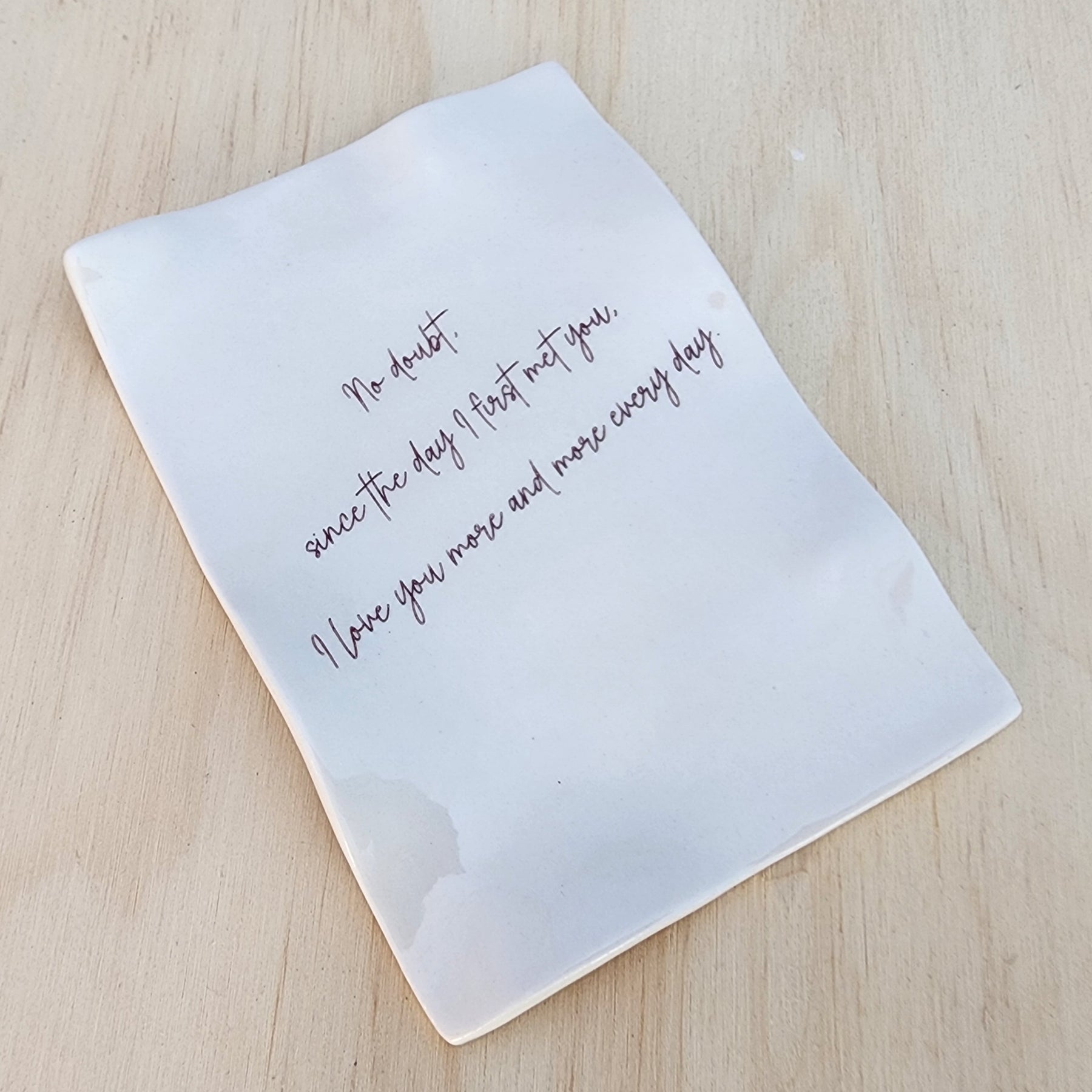 Eternal love letter. Ceramic personalised ring dish, Custom Wedding Gift