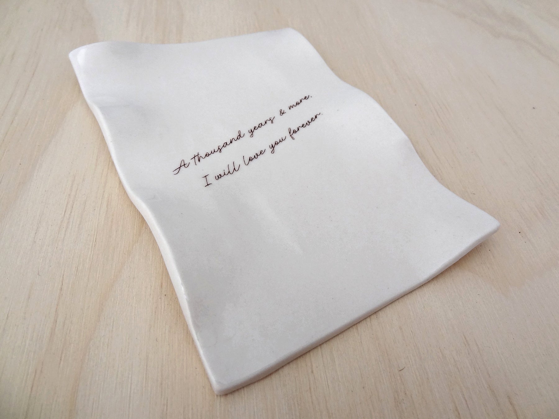 Eternal love letter. Ceramic personalised ring dish, Custom Wedding Gift