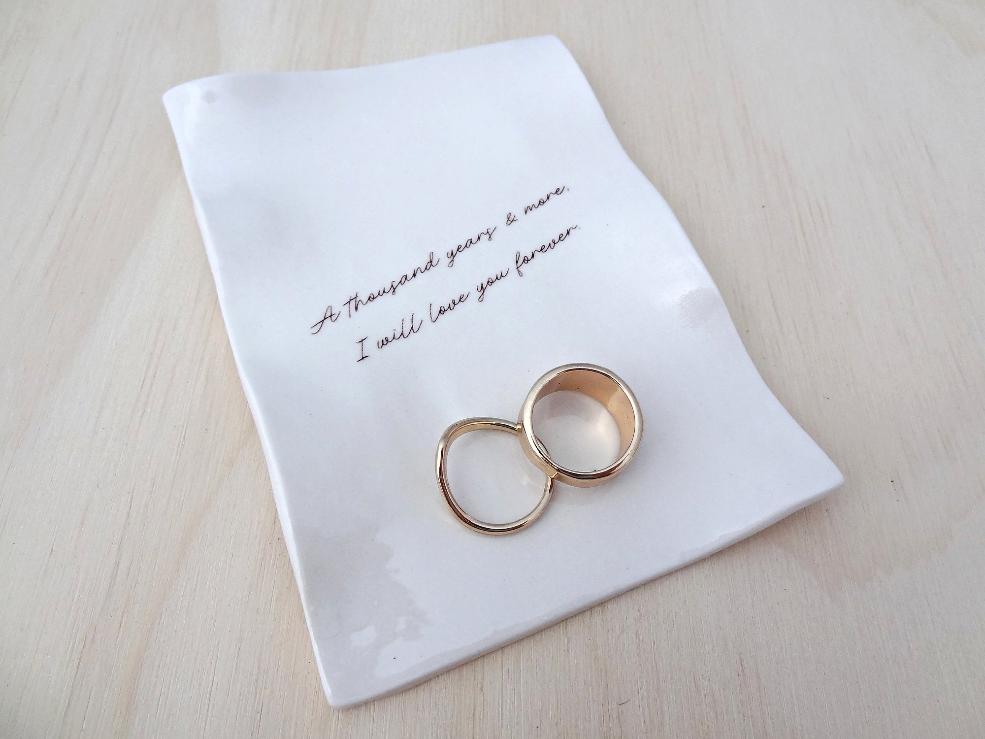 Eternal love letter. Ceramic personalised ring dish, Custom Wedding Gift