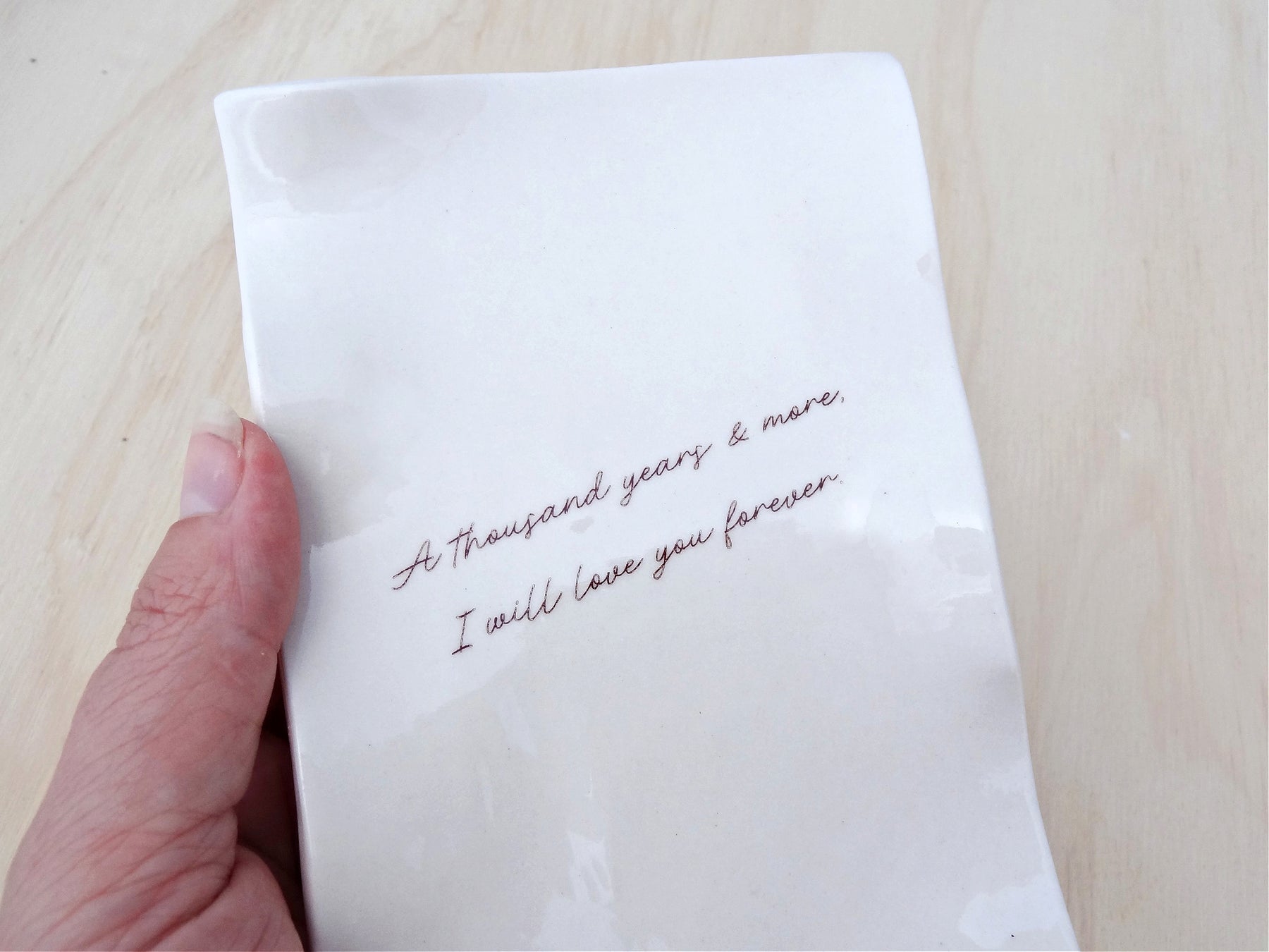 Eternal love letter. Ceramic personalised ring dish, Custom Wedding Gift