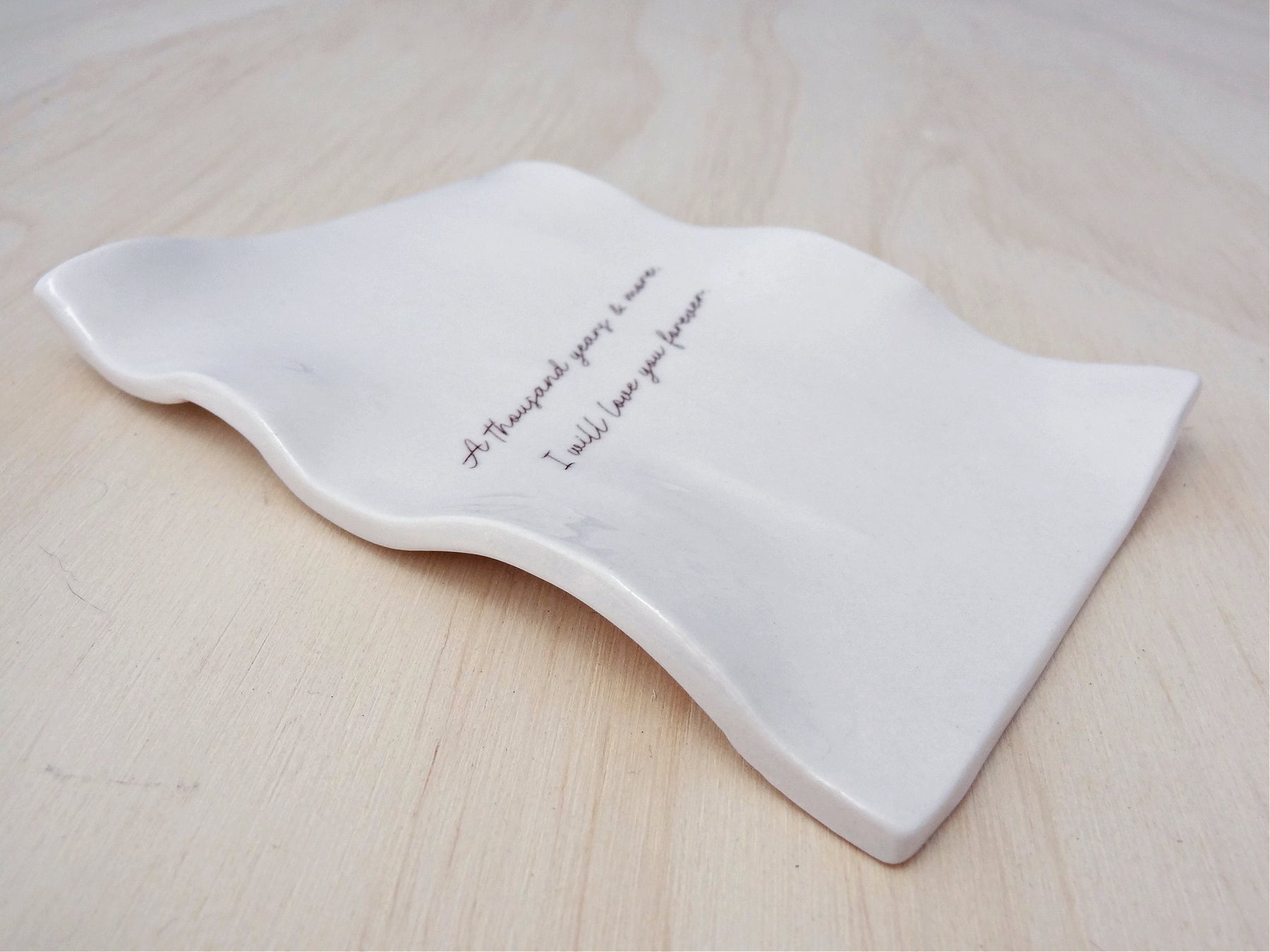 Eternal love letter. Ceramic personalised ring dish, Custom Wedding Gift