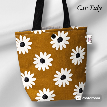 Car Tidy Bag - White Daisy