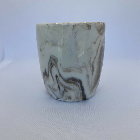 Brown & White Hand Crafted Ceramic Marbled Coffee Mug 250ml