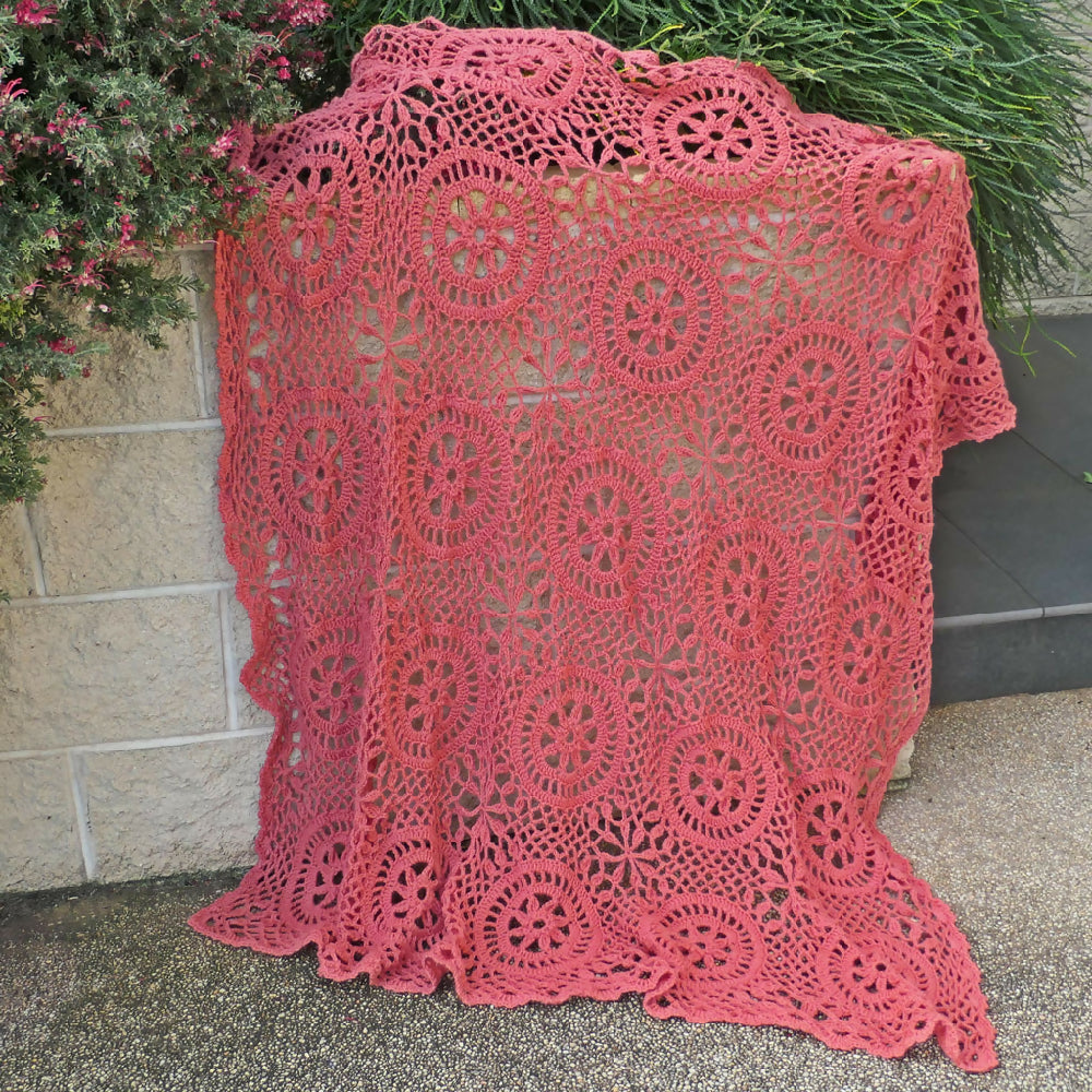 Unique: Crochet throw rug, wool and angora. Free post