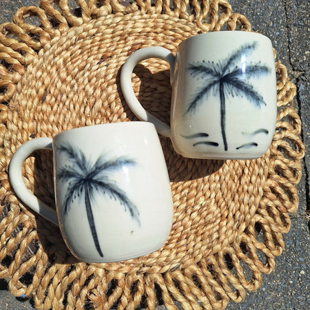 Pottery Coffee Mug Palm Tree