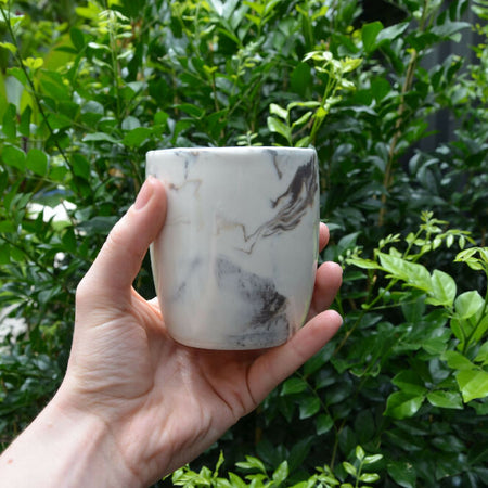 Brown & White Hand Crafted Ceramic Marbled Coffee Mug 250ml