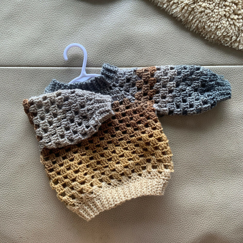 Baby Jumper, Earth Toned Crochet Granny Stitch Jumper