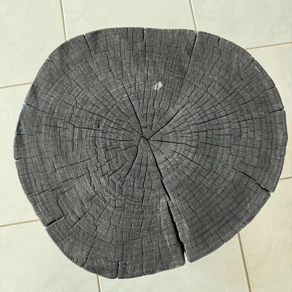 Burnt stump table turquoise top