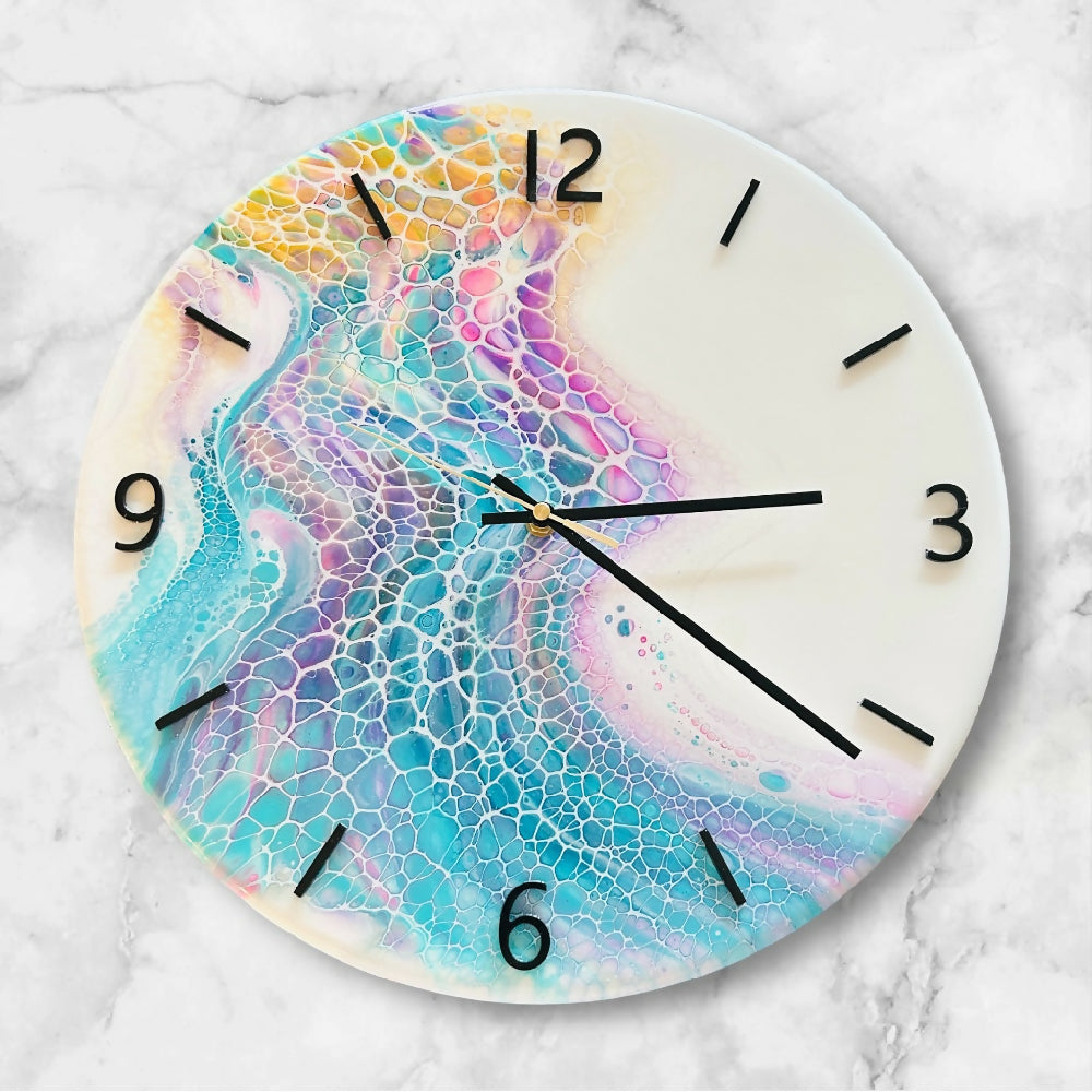 40cm Clock Multi Teal-Sangria Resin