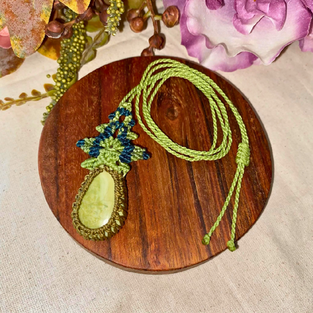 Lemon Chrysoprase Micro Macrame Necklace