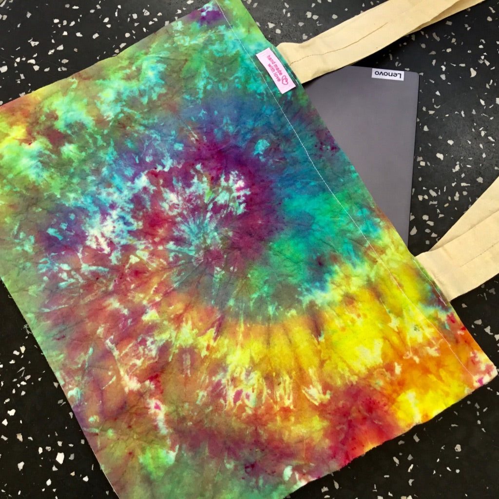 Tie Dye Calico Tote Bag