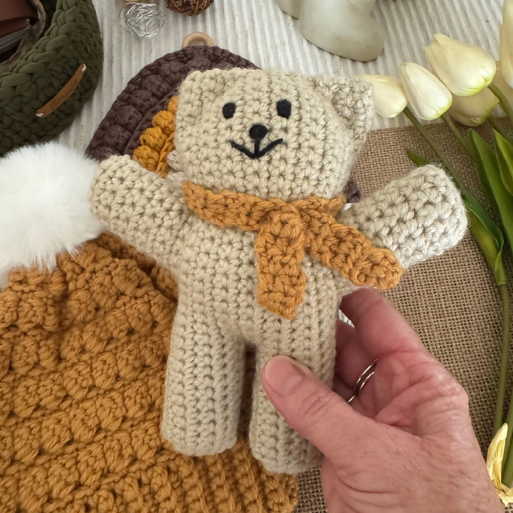 Handmade Earth Baby Gift Set – Bear, Beanie and Wall Hanging-Mustard (4)