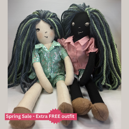 Olivia & Sage| Cute Handmade cloth doll with wild hair|53cm