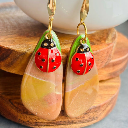 Ladybug Luck - Earthy Toned Statement Earrings