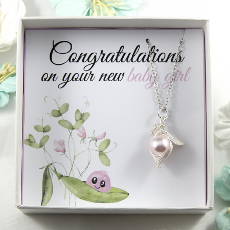 Pea in a Pod Necklace New Baby Girl Gift